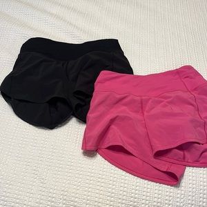 Bundle of two Lululemon Speed Up Lined Shorts. High waisted. Size 4. 4” inseam